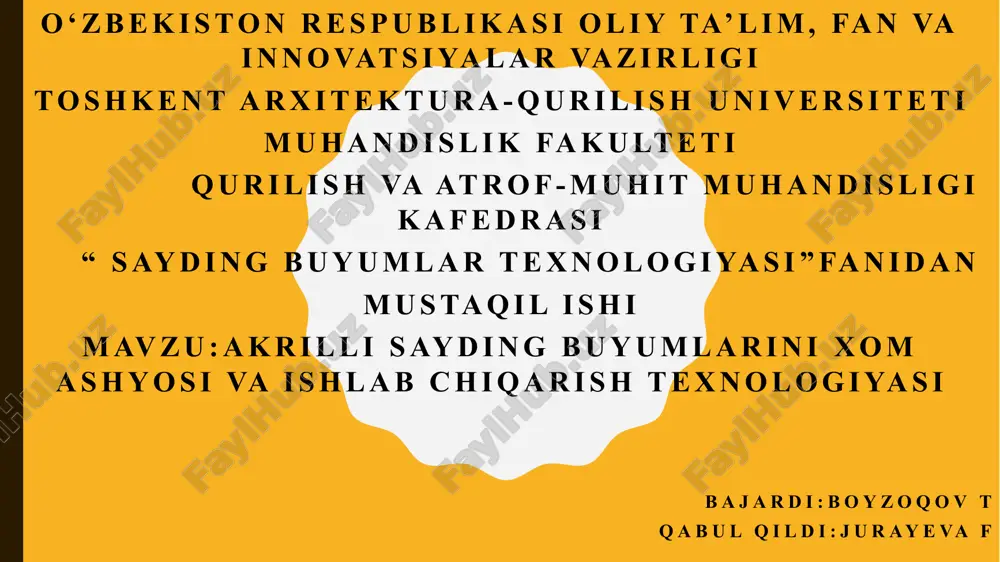 sayding buyumlar texnologiyasi — PPTX