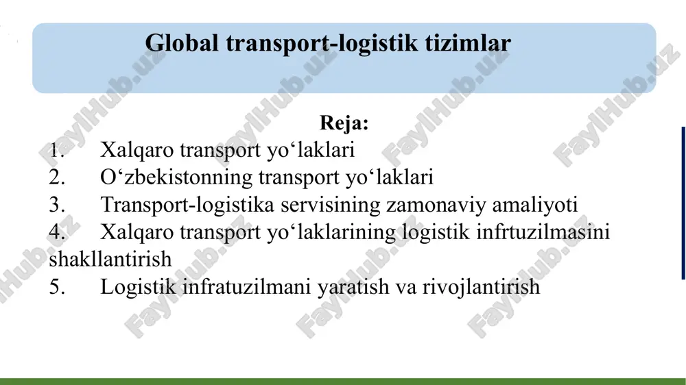 global transport-logistik tizimlar — PPTX
