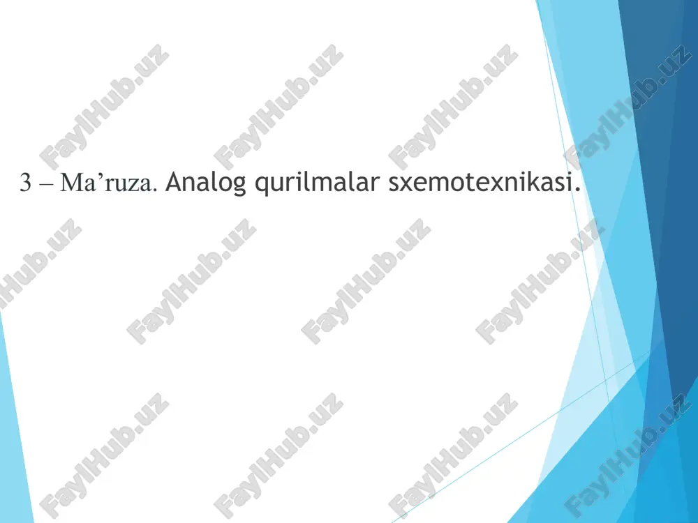 analog qurilmalar sxemotexnikasi — PPT