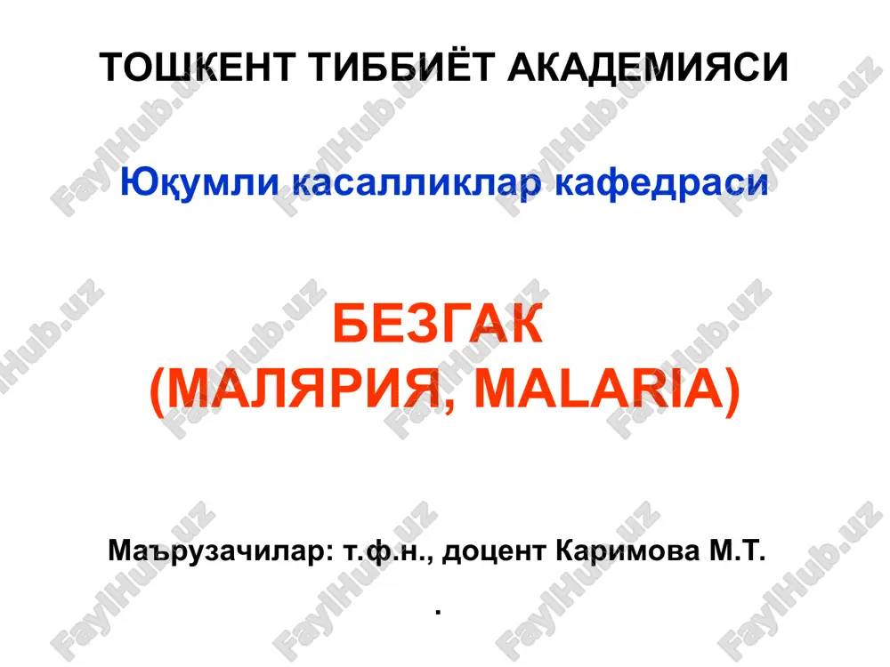 bezgak (malaria) — PPT