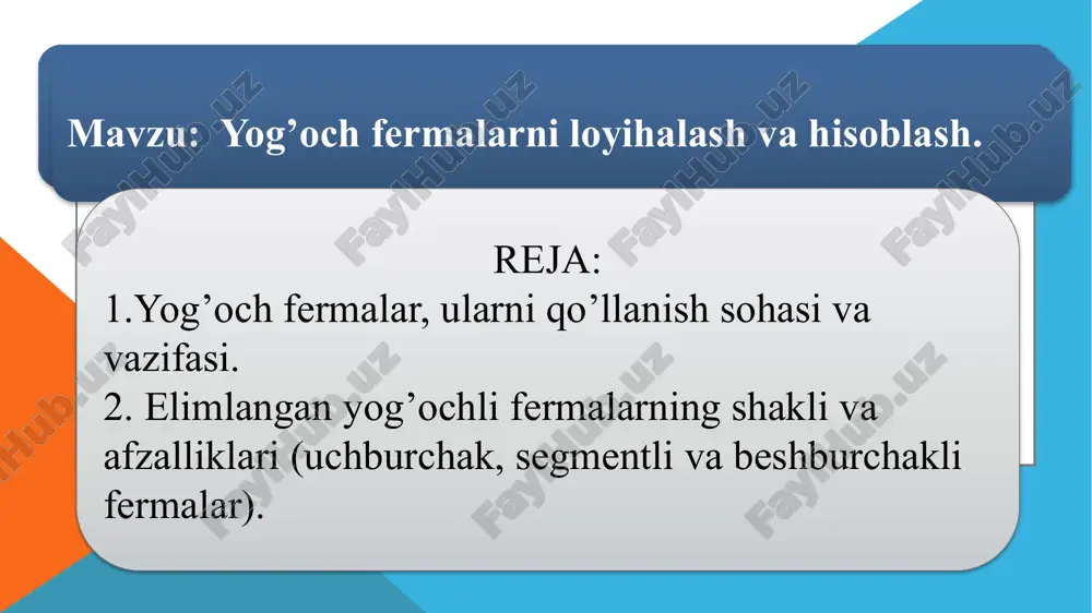 yog’och fermalar haqida ma’lumotlar — PPTX