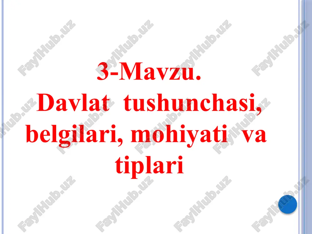 davlat tushunchasi va belgilari — PPTX