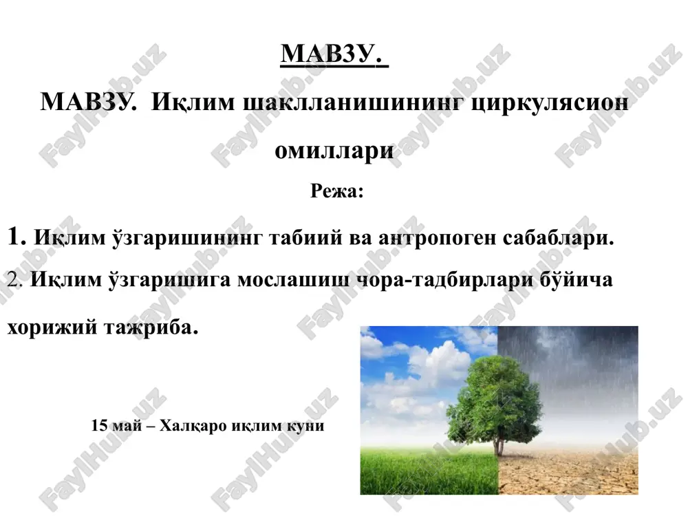 iqlim shakllanishining tsirkulyasionomillari — PPTX
