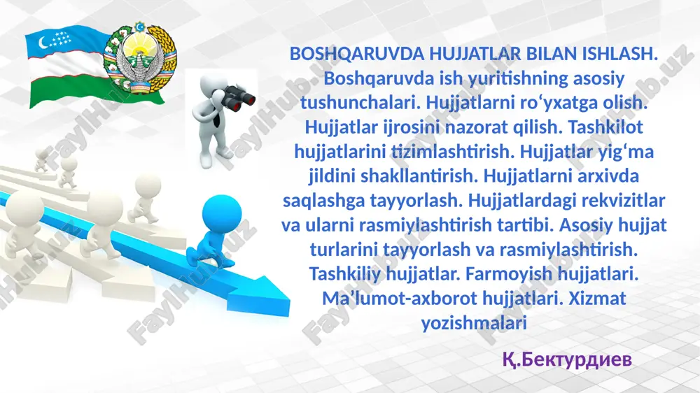 boshqaruvda hujjatlar bilan ishlash — PPTX