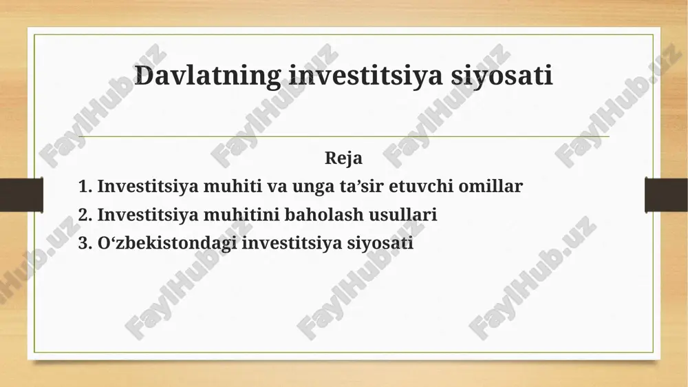 davlatning investitsiya siyosati — PPTX