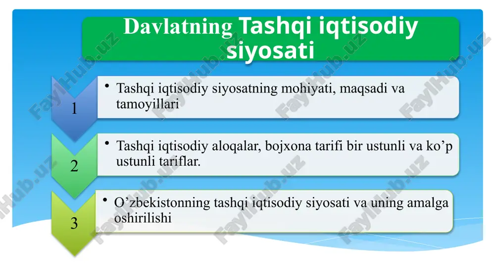 davlatning tashqi iqtisodiy siyosati — PPTX