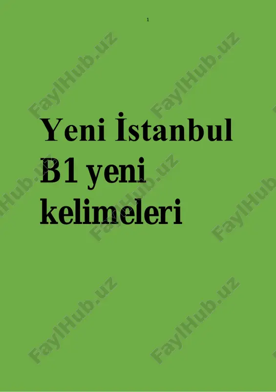 yeni i̇stanbul b1 kitobi yangi so'zlari — PDF