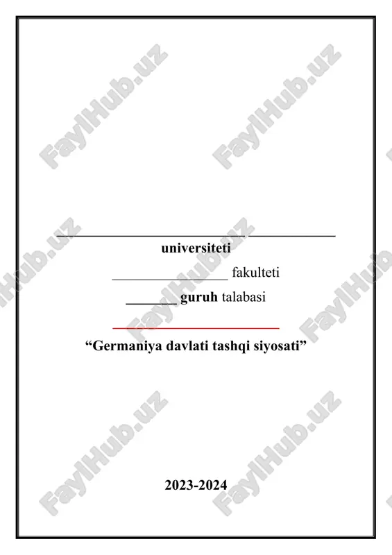 germaniya davlati tashqi siyosati — DOCX