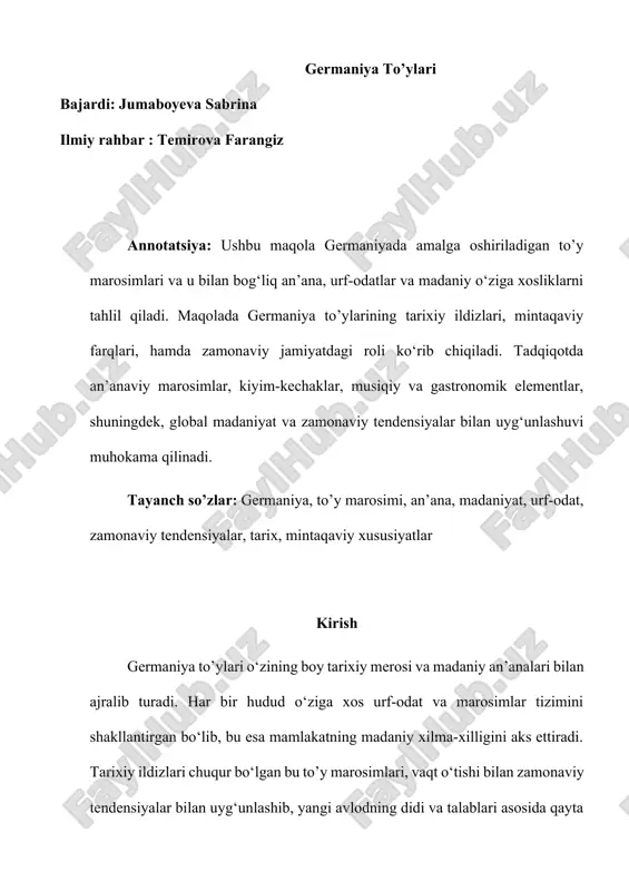 germaniya to’y marosimlari — DOCX