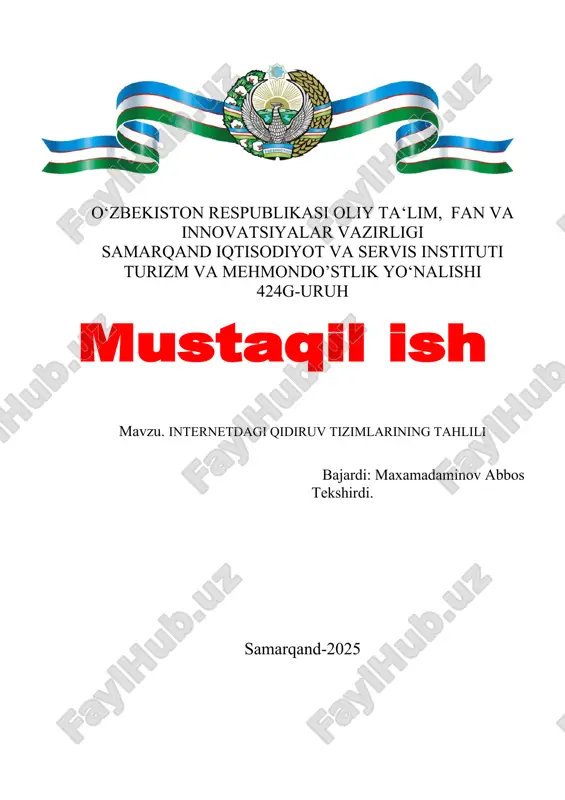 internetdagi qidiruv tizimlarining tahlili — DOCX