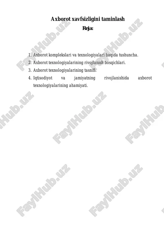 axborot xavfsizligini taminlash — PDF