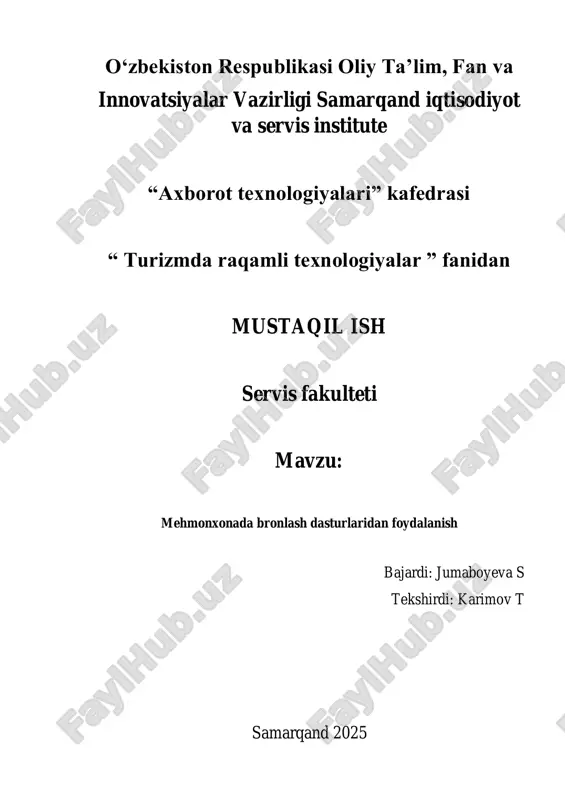 mehmonxonada bronlash dasturlaridan foydalanish — PDF