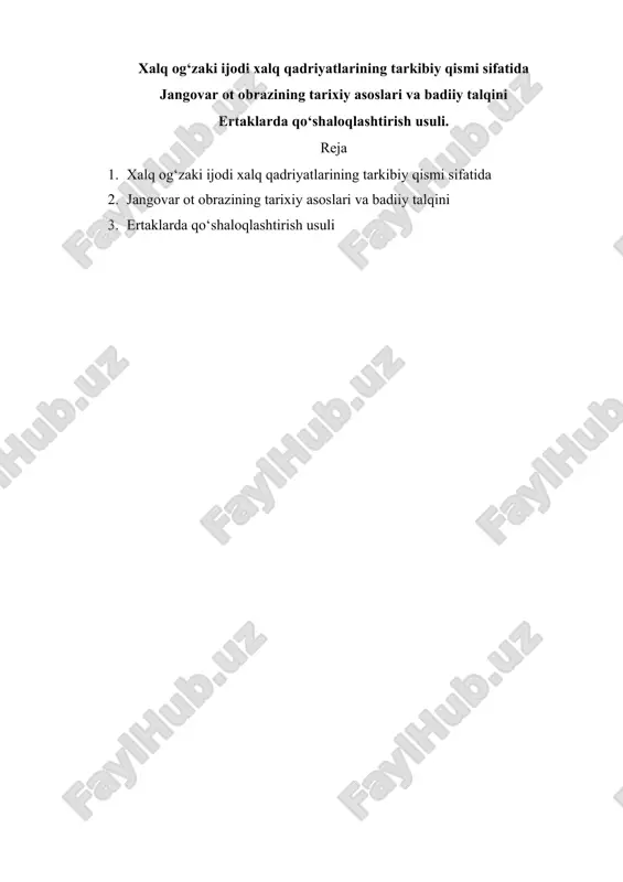 xalq og‘zaki ijodi va qadriyatlar — DOCX