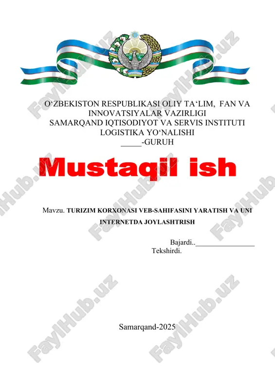 turizm korxonasi veb-sayti — DOCX