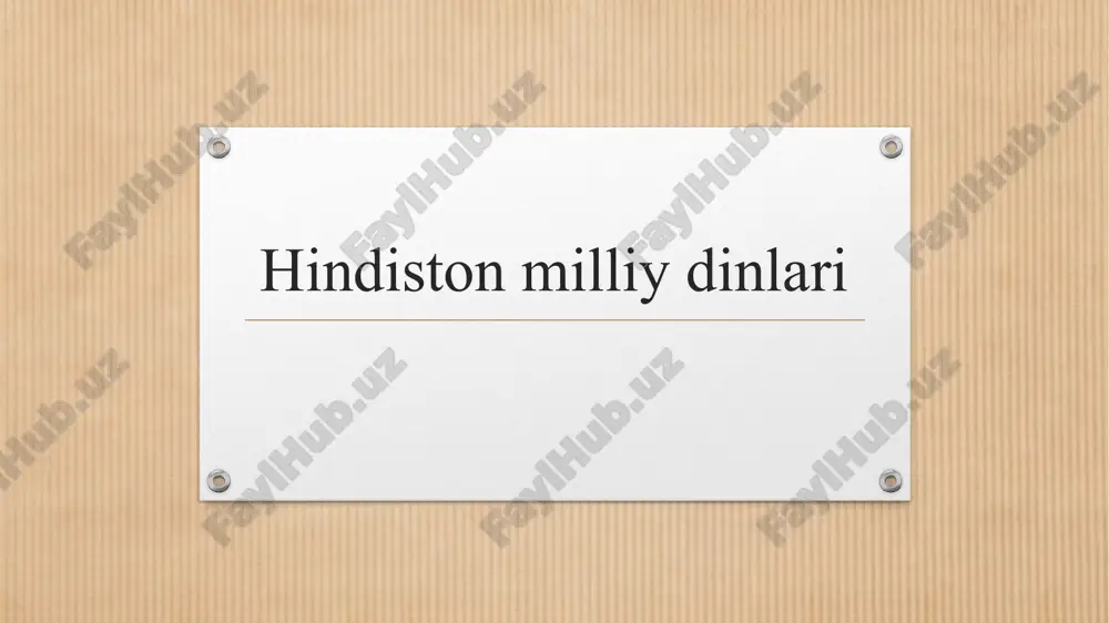 hindiston milliy dinlari — PPTX