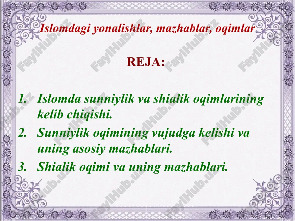 islomdagiyonalishlar, mazhablar, oqimlar — PPTX