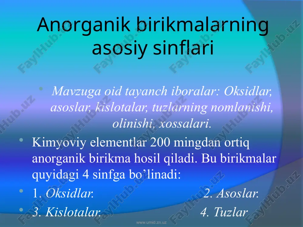 anorganik birikmalar — PPTX