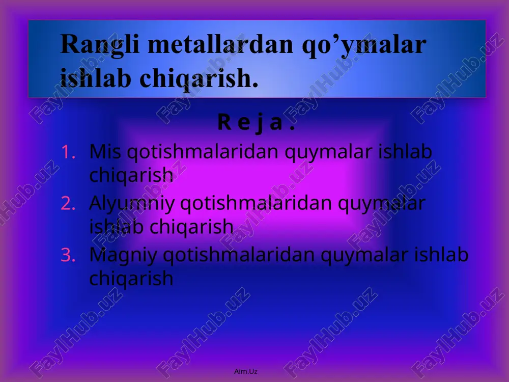 rangli metallardan qo'ymalar ishlash — PPTX
