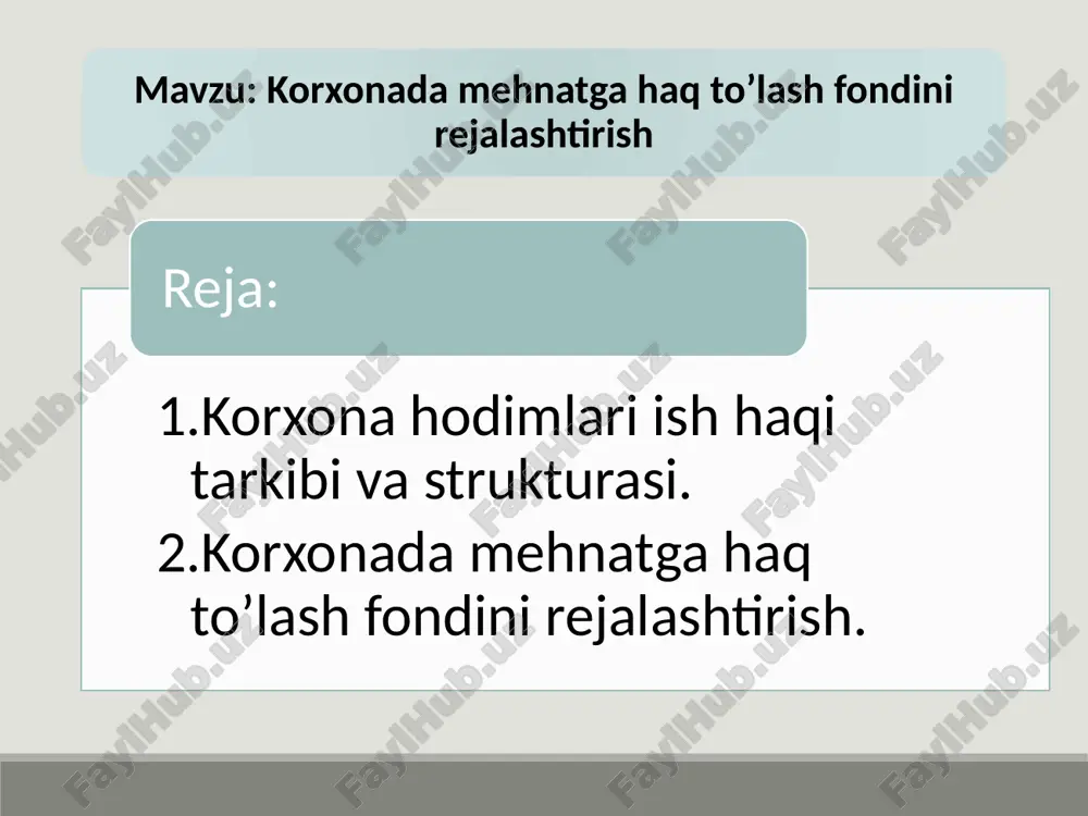 ish haqi fondi to'lovlar — PPTX