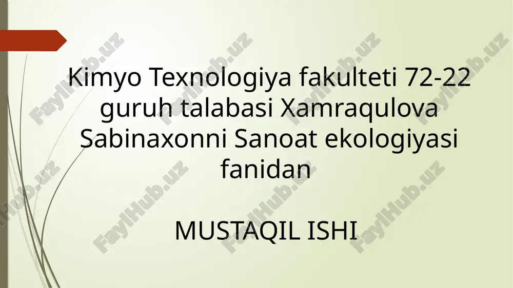 oqovasuvlarni tozalash usullari — PPTX