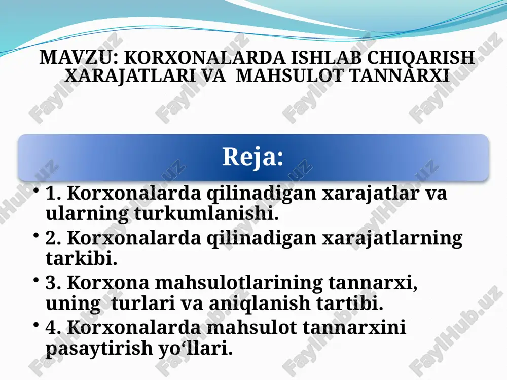 ishlab chiqarish tannarxi va xarajatlari — PPTX