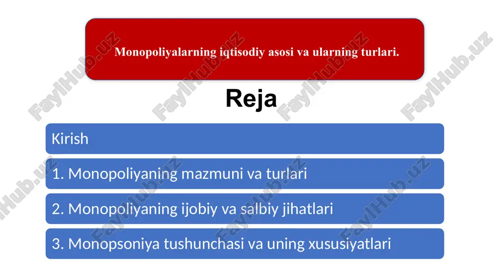 monopoliya vaularning iqtisodiy asoslar — PPTX