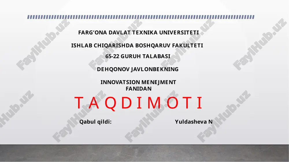 innovatsion menejment — PPTX