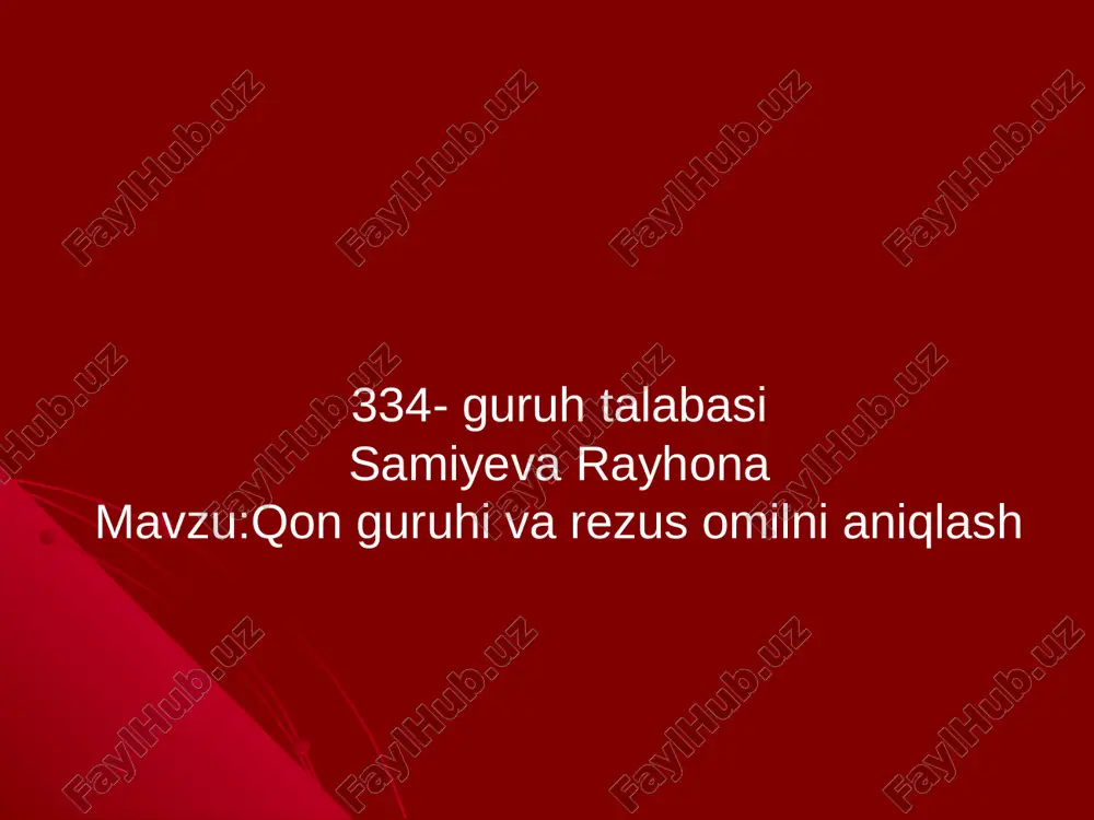 qon guruhi va rezus omilni aniqlash — PPTX