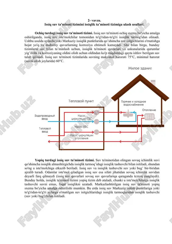 yopiq turdagi issiq suv ta'minoti tizimi — DOCX