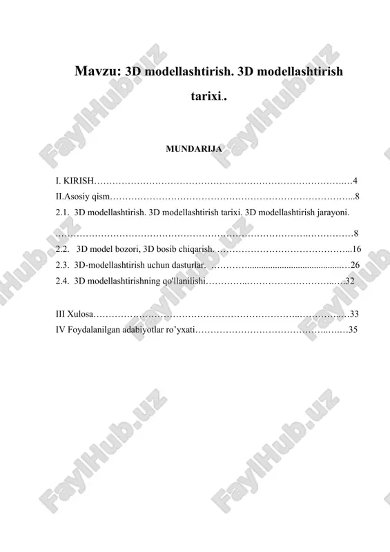 3d modellashtirish — DOCX