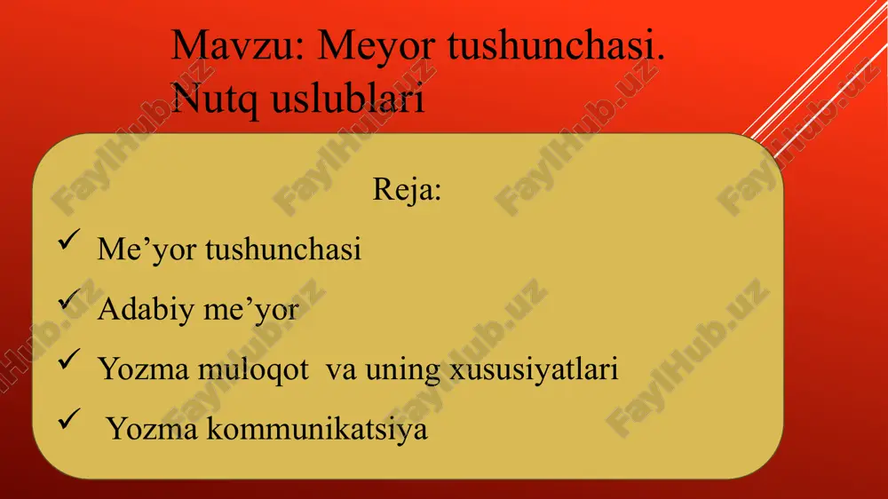 nutq uslublari va me'yoriy tushunchalar — PPTX