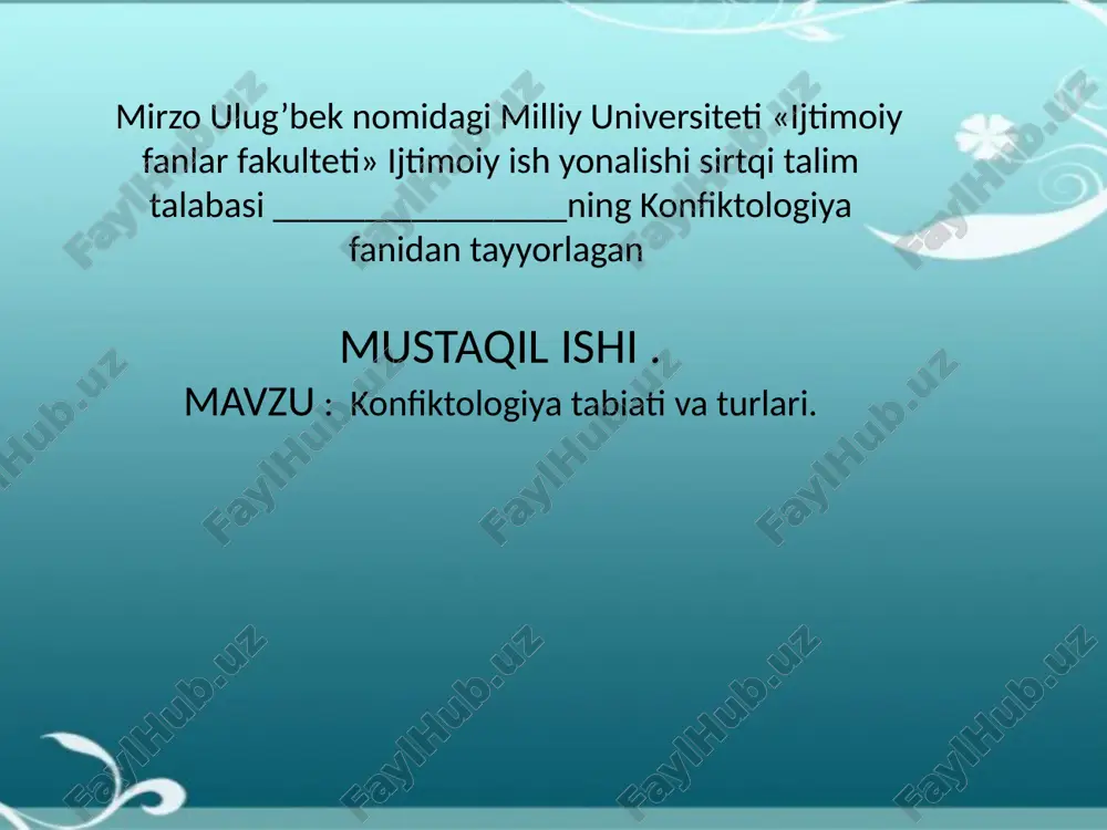 konfiktologiya tabiati va turlari — PPTX
