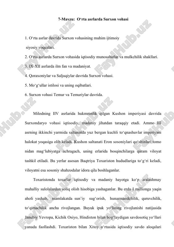 o‘rta asrlarda surxon vohasi — DOCX