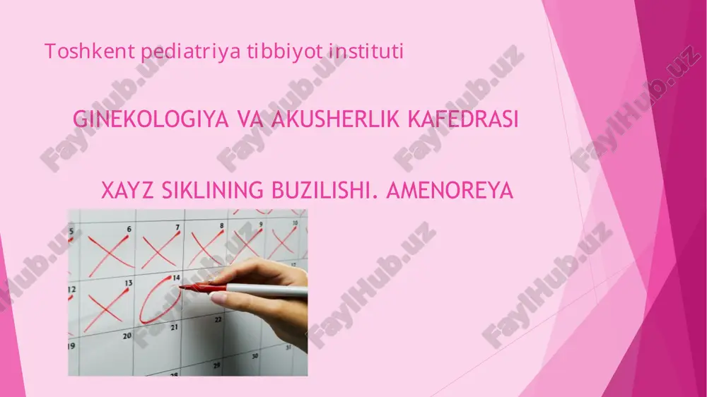 ginekologiya va akusherlikka o'qish kitobi — PPT