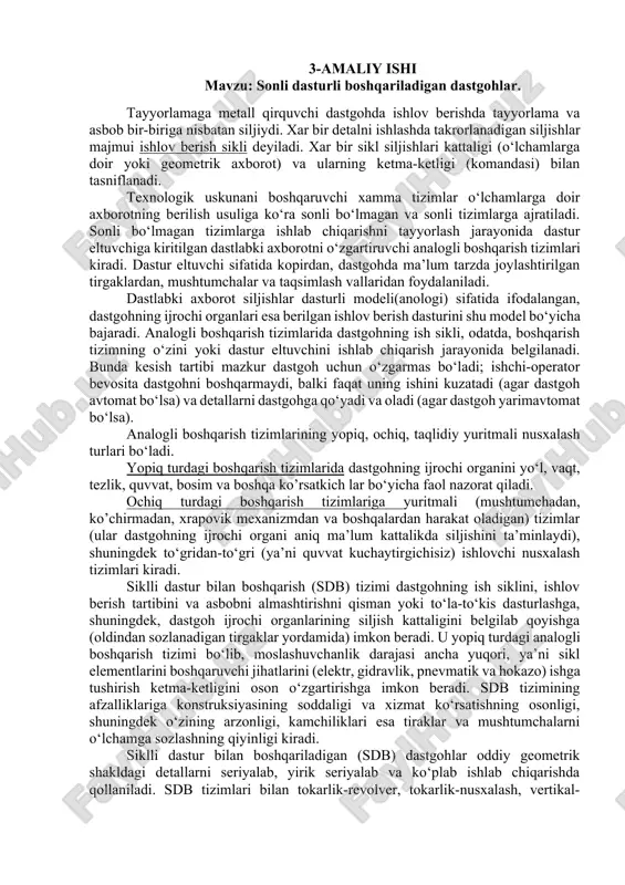sonli dasturli boshqariladigan dastgohlar — DOCX
