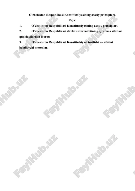 o`zbekiston respublikasi konstitutsiyasining asosiy prinsiplari — DOC
