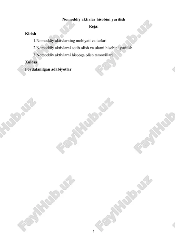 nomoddiy aktivlar hisobini yuritish — DOC