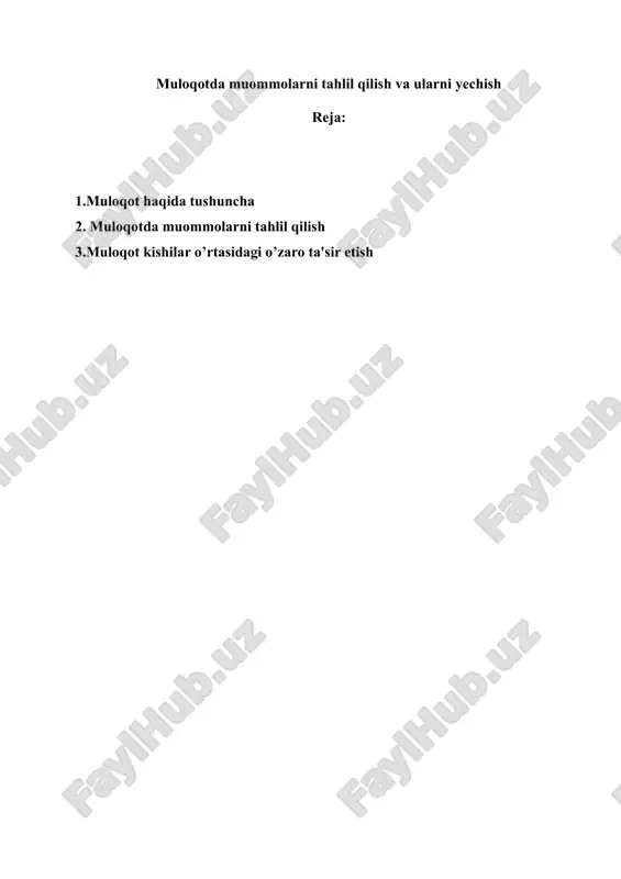 muloqotda muommolarni tahlil qilish va ularni yechish — DOCX