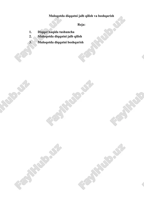 muloqotda diqqatni jalb qilish va boshqarish — DOCX