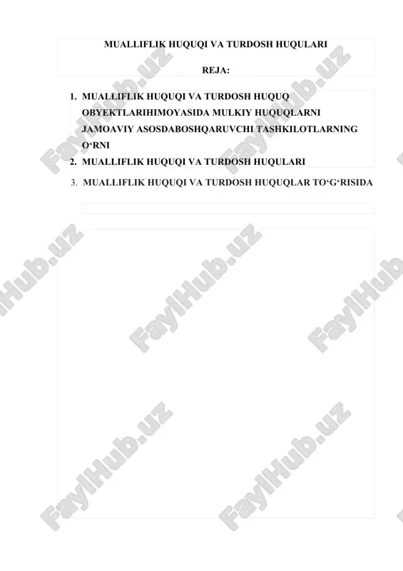 mualliflik huquqi va turdosh huqulari — DOCX