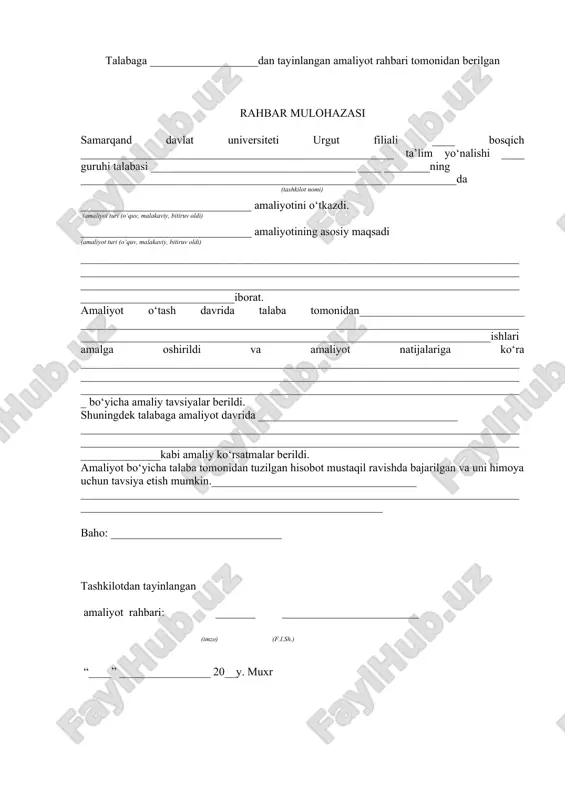 rahbar mulohazasi (amaliyot hujjati) — DOCX