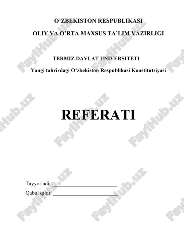 o‘zbekiston suveren, demokratik, huquqiy, ijtimoiy va dunyoviy davlat — DOCX