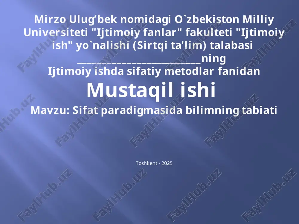 sifat paradigmasida bilimning tabiati — PPTX