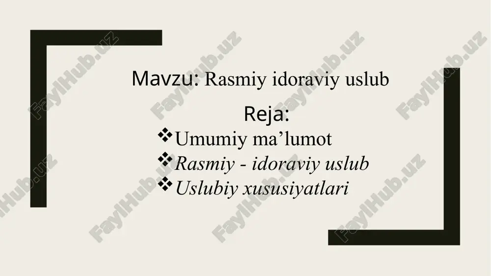rasmiy idoraviy uslub — PPTX