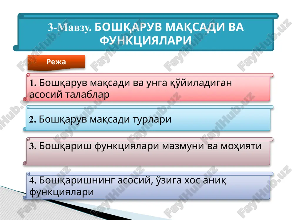 bo'shqa ruvmaqsadi va funksionalari — PPTX