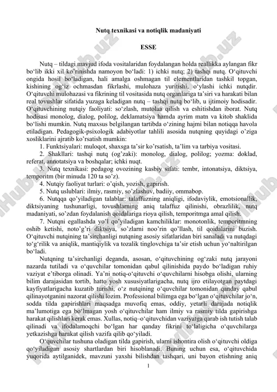 nutq texnikasi va notiqlik madaniyati — DOCX