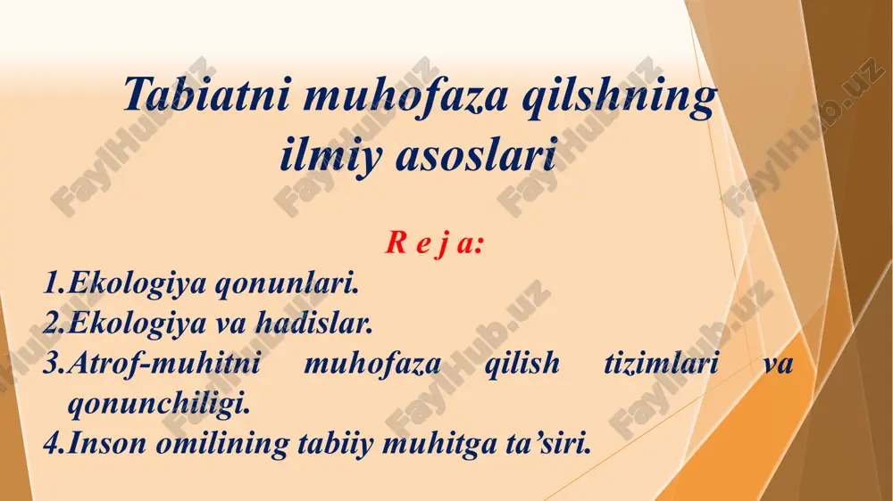 tabiatni muhofaza qilishning ilmiy asoslari — PPTX