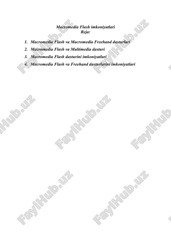 macromedia flash imkoniyatlari — DOC