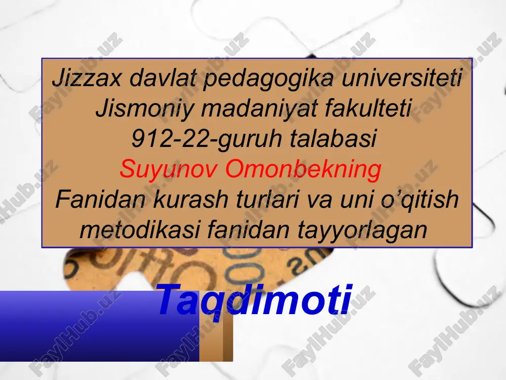 kurash turlari mashg'ulotlarida tiklanish vositalari — PPTX