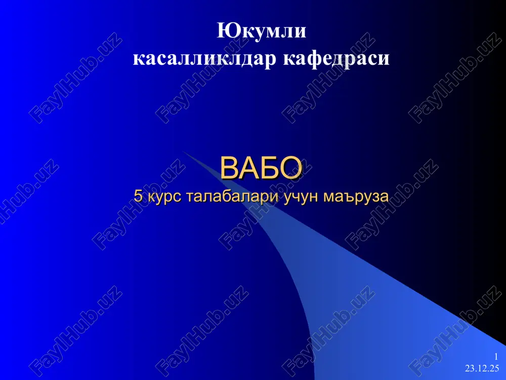 vabo5 kurs talabalari uchun ma'ruza — PPT